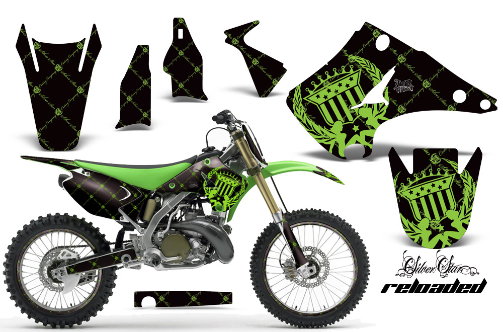 Kawasaki KX 125 250 03-08 NP Graphic Kit SSRELOADED-GREEN-BLKBG